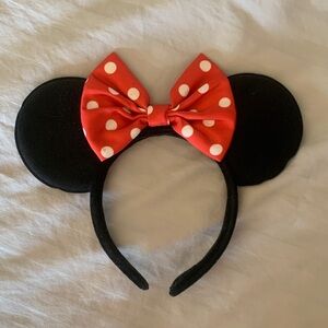Disney Ears! Red Polka Dot Bow Headband with Black Ears